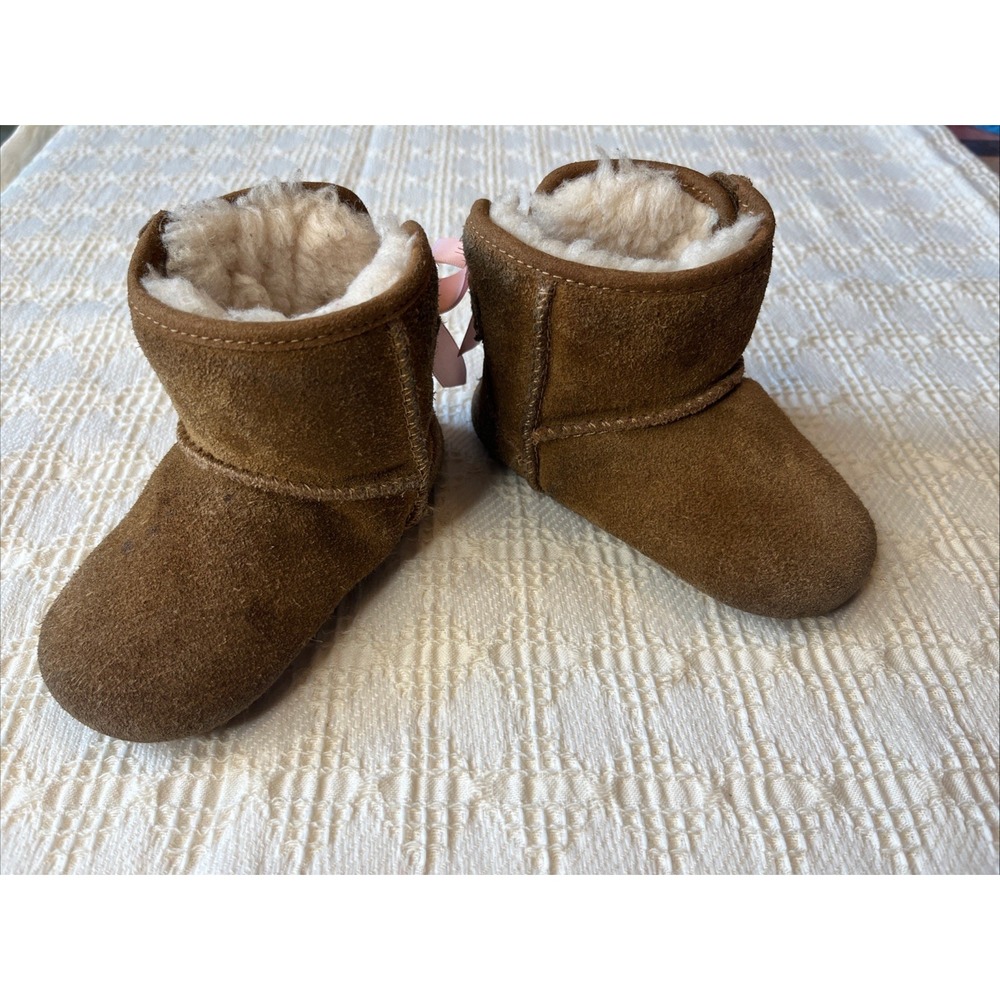 UGG Jessie Brown Pink Bow Bootie Boots Baby & Toddler Size 4/5 Soft Soled